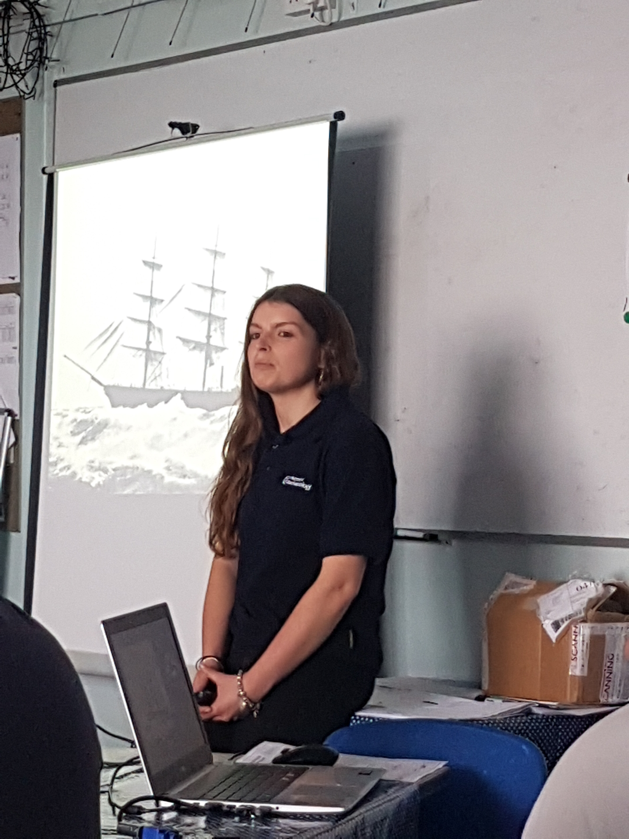Lowri Roberts providing a talk on the Royal Charter